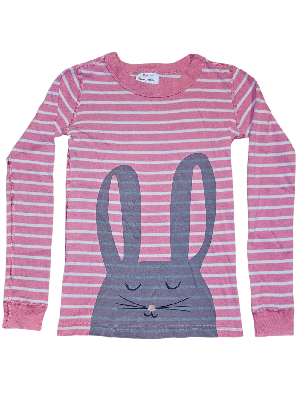 Hanna Andersson Pink & White Striped Bunny Graphic Long Sleeve Pajama Top 8